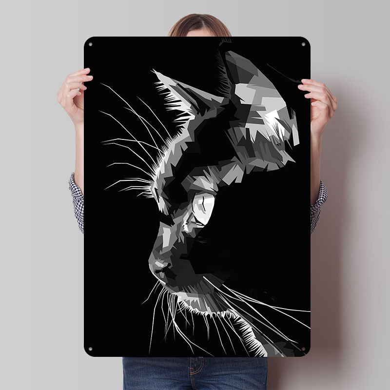 Home Decor Vector - Black Cat Vector Art Printed Poster