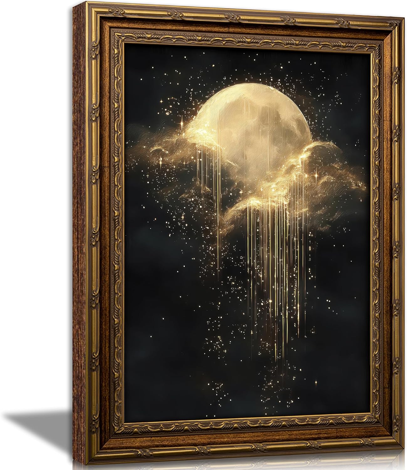 Abstract Oil Painting - Antique Framed Celestial Canvas Wall Art