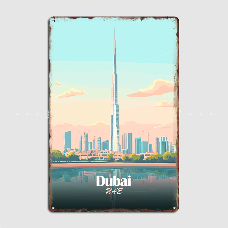 Home Decor Vector - Dubai Skyline Vector Poster Metal Sign