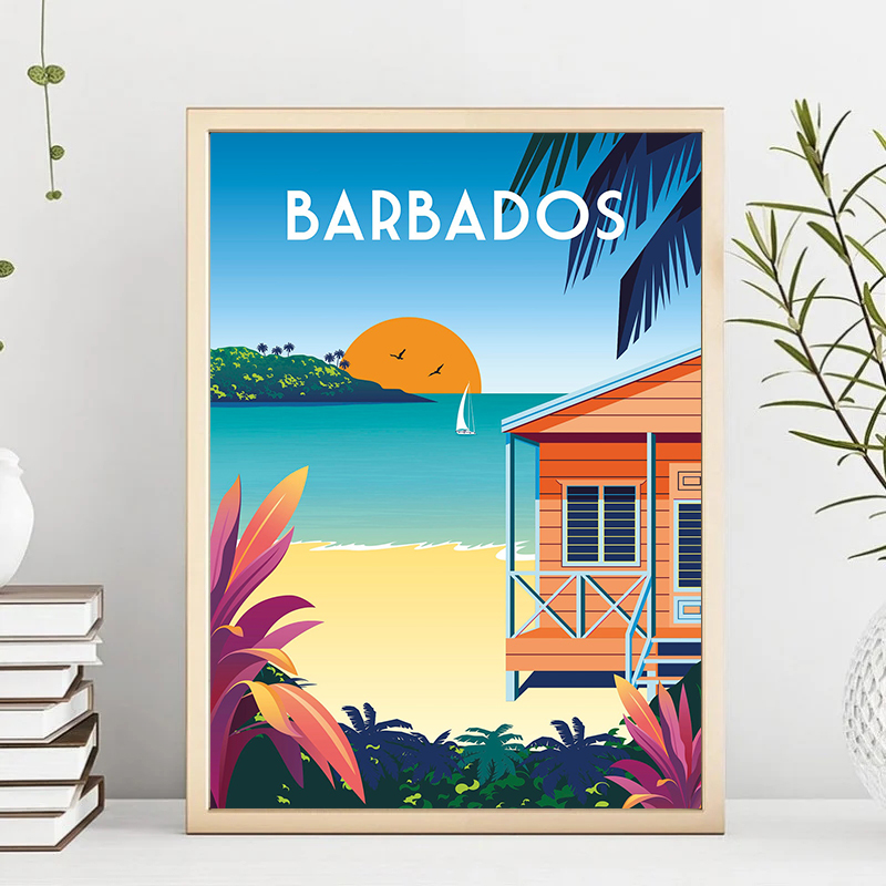 Travel Illustrated Canvas Pain - đánh giá và giá Home Decor Bali
