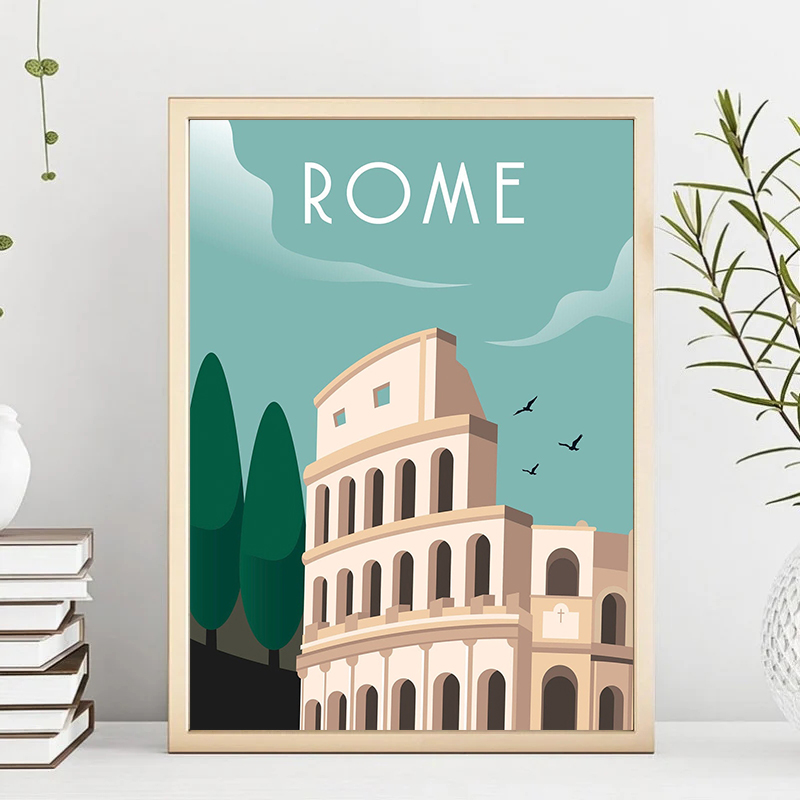 Travel Illustrated Canvas Pain - đánh giá và giá Home Decor Bali