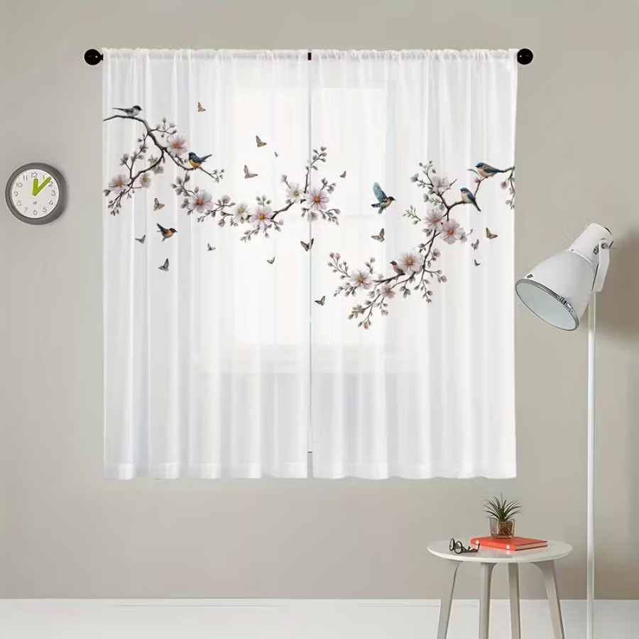 2PCS Digital Print Sheer Curta - đánh giá và giá Home Decor Wall Panels