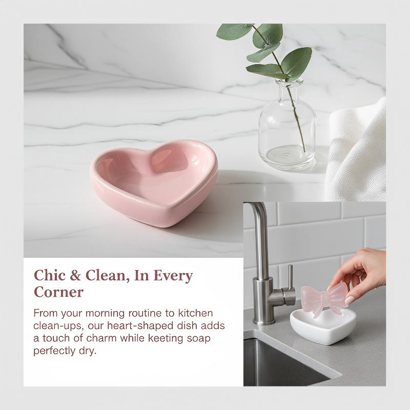 Cute Bow Heart Shaped Ceramic  - đánh giá và giá Vanity Home Decor