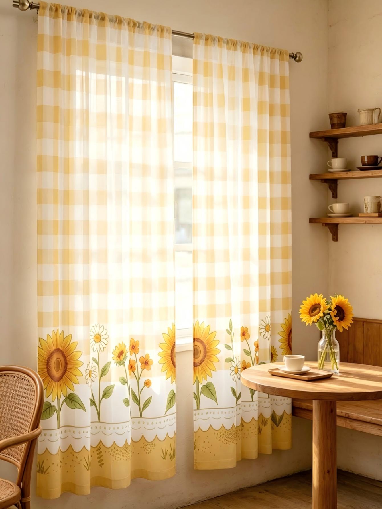 2PCS Digital Print Sheer Curta - đánh giá và giá Home Decor Wall Panels