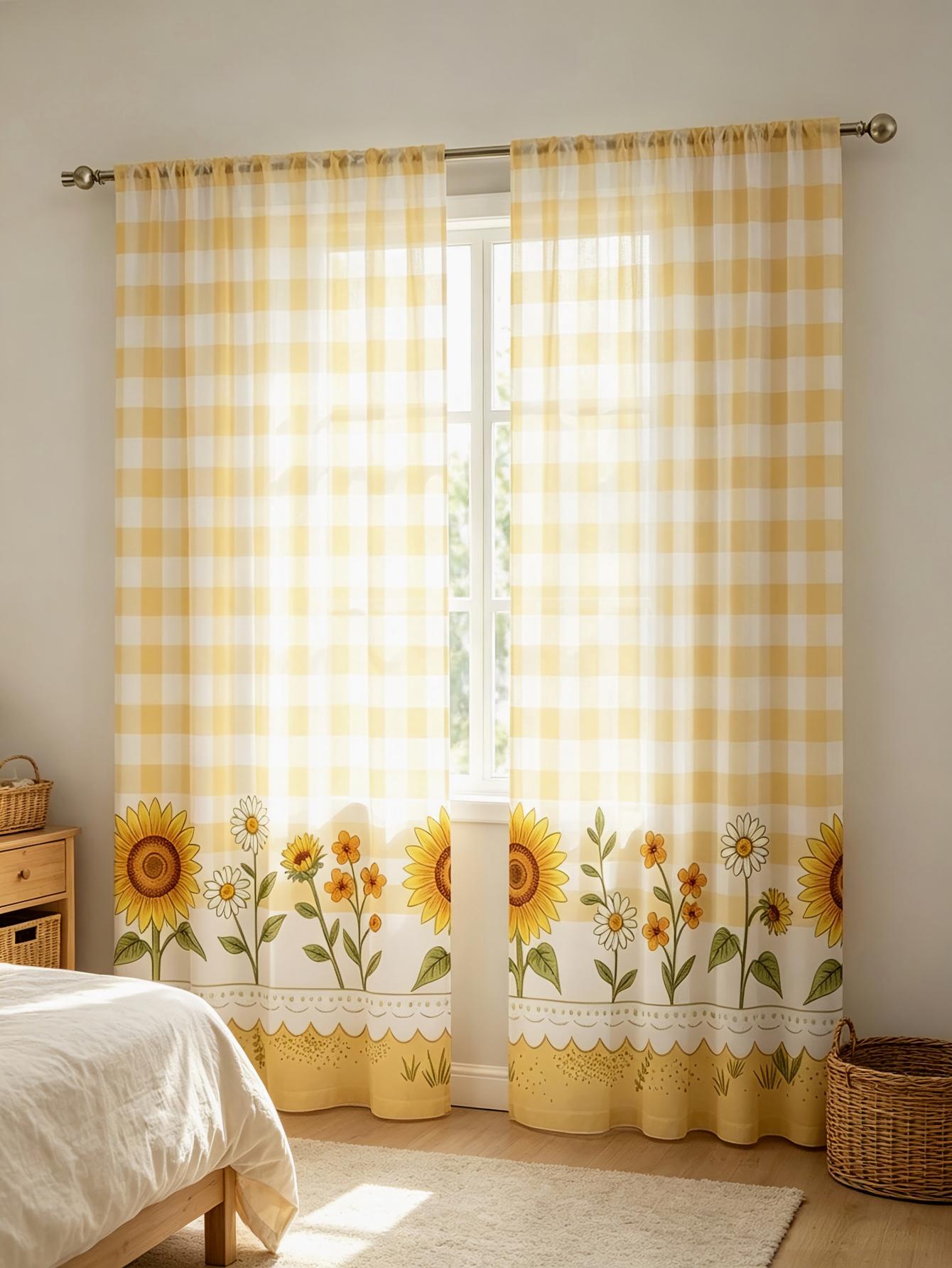 2PCS Digital Print Sheer Curta - đánh giá và giá Home Decor Wall Panels