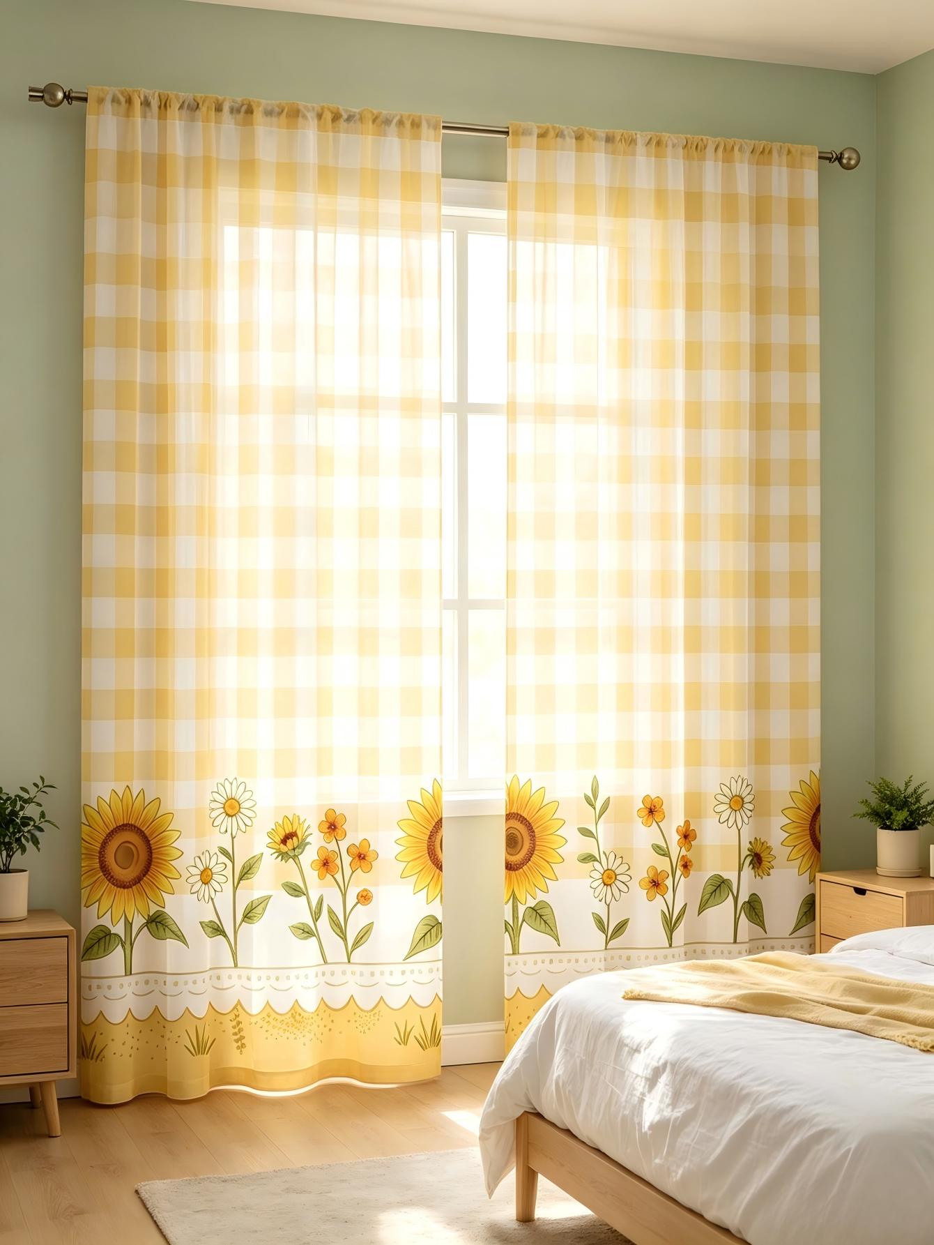 2PCS Digital Print Sheer Curta - đánh giá và giá Home Decor Wall Panels