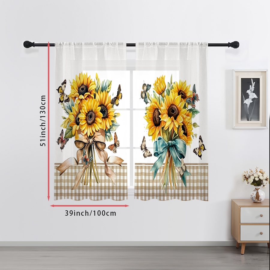 2PCS Digital Print Sheer Curta - đánh giá và giá Home Decor Wall Panels