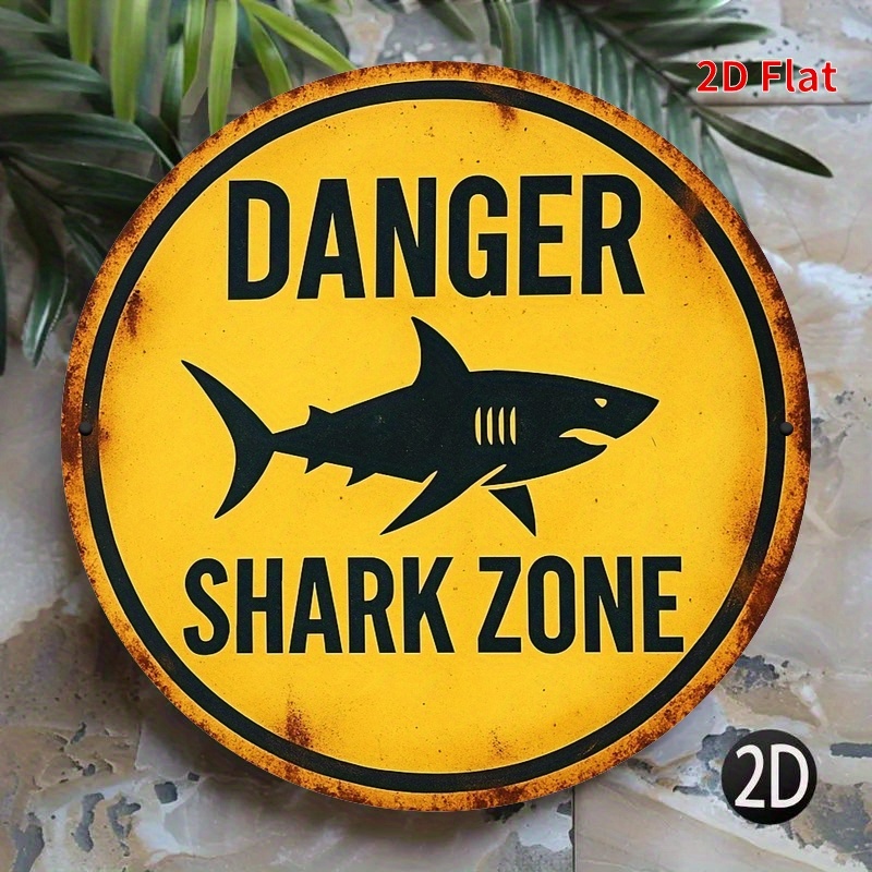 2D Metal Sign Shark Danger Zon - đánh giá và giá Home Decor Yellow