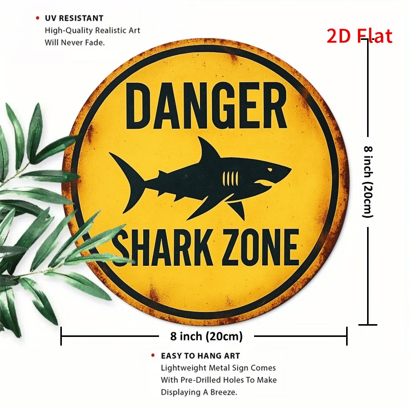 2D Metal Sign Shark Danger Zon - đánh giá và giá Home Decor Yellow