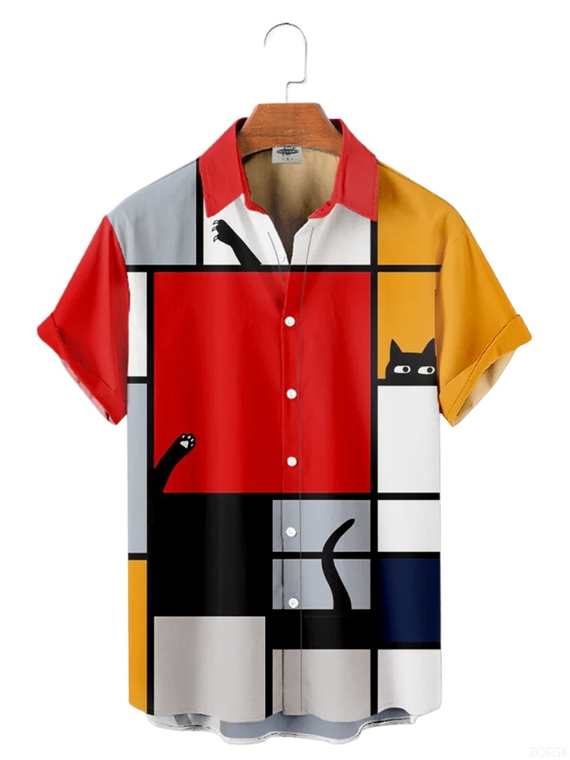 Men Shirts 3d Geometric Art Co - đánh giá và giá Abstract Oil Painting