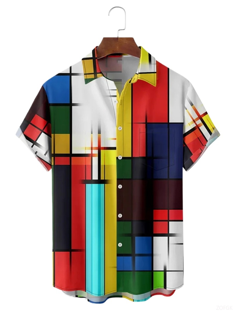 Men Shirts 3d Geometric Art Co - đánh giá và giá Abstract Oil Painting