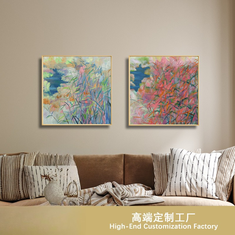 High-class living room decorat - đánh giá và giá Abstract Oil Painting