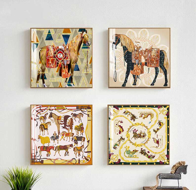 Modern Horses Canvas Painting  - đánh giá và giá Home Decor Hermes