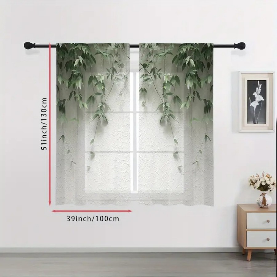 2PCS Digital Print Sheer Curta - đánh giá và giá Home Decor Wall Panels