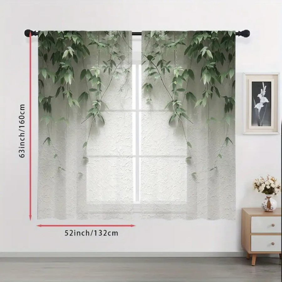 2PCS Digital Print Sheer Curta - đánh giá và giá Home Decor Wall Panels