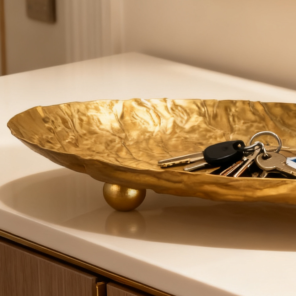 Luxury Gold Metal Tray with 3  - đánh giá và giá Vanity Home Decor